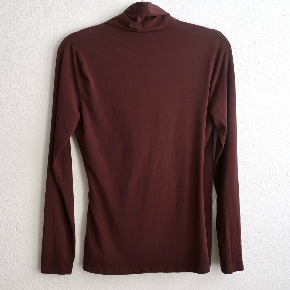 NWOT Ralph Lauren Brown Long Sleeve Drape Front Top - Picture 9 of 10